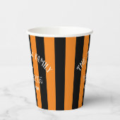 Familie Boo Crew Sinaasappel Black Stripe Hallowee Papieren Bekers (Links)