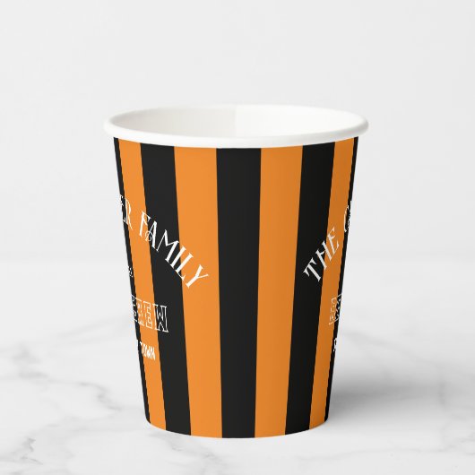 Familie Boo Crew Sinaasappel Black Stripe Hallowee Papieren Bekers (Links)