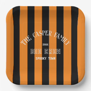 Familie Boo Crew Sinaasappel Black Stripe Hallowee Papieren Bordje