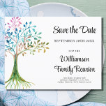 Familie Boom Familie Reünie Save The Date Aankondigingskaart<br><div class="desc">Stuur een Save the Date voor de aankomende familiereünie met dit unieke aankondigings briefkaart. Het beschikt over een waterverf stamboom en stijlvolle typografie. Gemakkelijk aan te passen. Voeg een bericht toe aan de achterkant van het briefkaart. Gebruik het ontwerpgereedschap om de tekstgrootte, -stijl of -kleur te wijzigen. Als we creëer...</div>