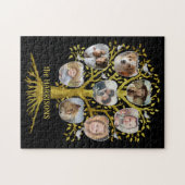 Familie Boom Foto Collage 8 Pics Naam Gold Black Legpuzzel (Horizontaal)