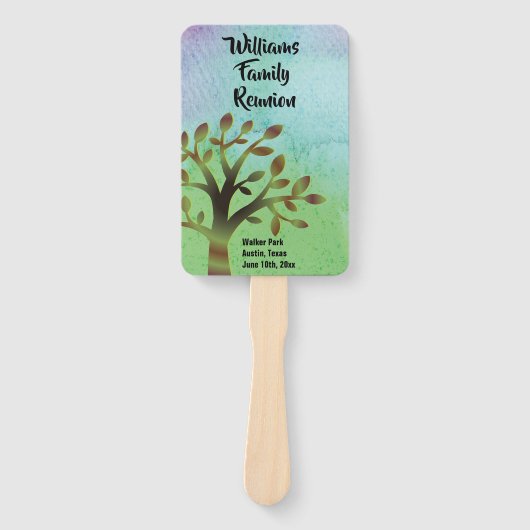 Familie Boom Reünie Verzamelen Waterverf Modern Handwaaier (Voorkant)