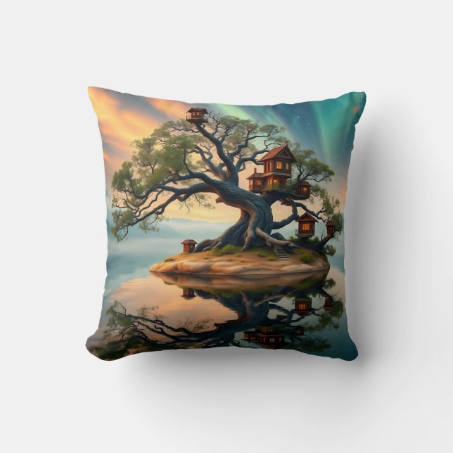 Familie boomhut & surfmuis kussen (Voorkant)