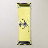 Familie Bootnaam Anker Touw Nautisch Blauw Geel Lichaamskussen (Voorkant Verticaal)