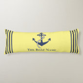 Familie Bootnaam Anker Touw Nautisch Blauw Geel Lichaamskussen (Voorkant)