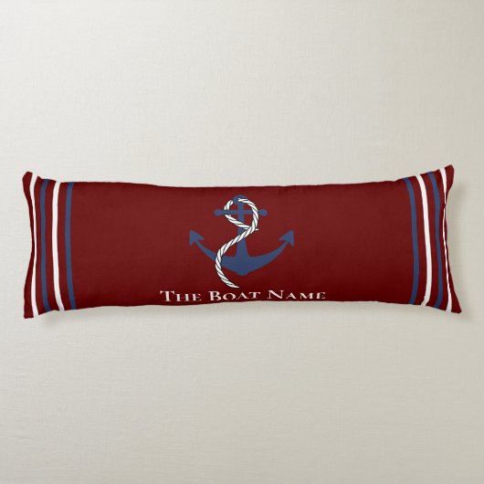 Familie Bootnaam Anker Touw Nautische Bourgogne Lichaamskussen (Achterkant)