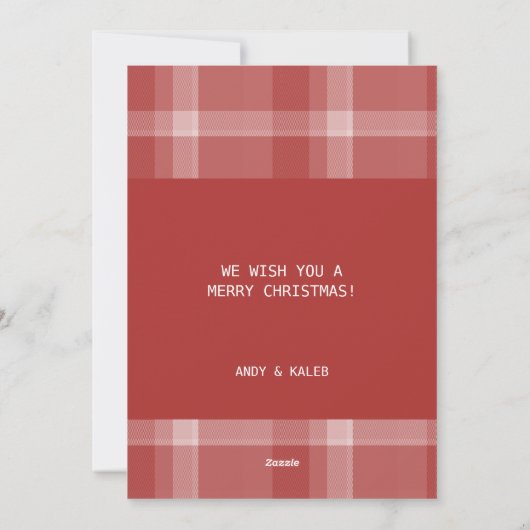 Familie Bourgogne Tartan Monogram Feestdagenkaart (Achterkant)