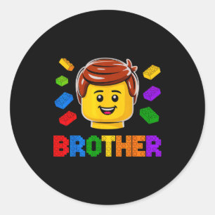 Familie Broer Meester Bouwer Bouwsteen Blok Ronde Sticker