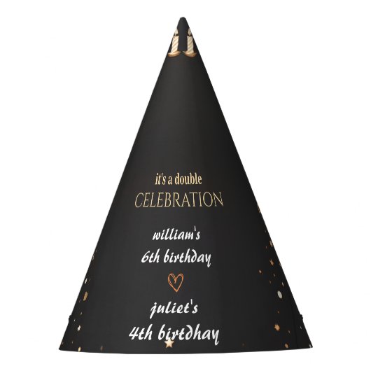 familie broer zwart eenvoudig modern gezamenlijke  feesthoedjes (Voorkant)