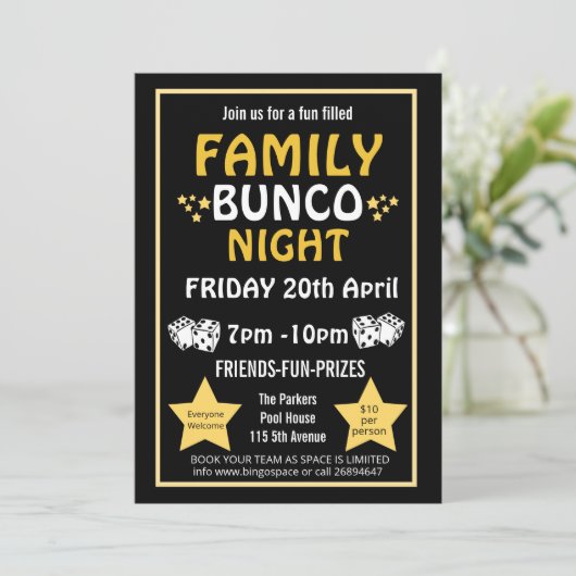 Familie bunco night, bunco party PTA event PTO Kaart (Staand voorkant)