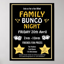 Familie bunco night, bunco party PTA event PTO Poster