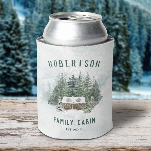 Familie Cabin Forest Pine Trees gepersonaliseerd Blikjeskoeler