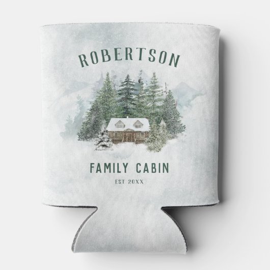 Familie Cabin Forest Pine Trees gepersonaliseerd Blikjeskoeler (Achterkant)