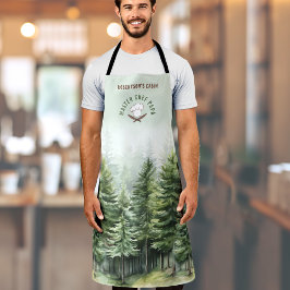 Familie Cabin Forest Trees Green Master Chef Naam Schort