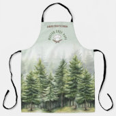 Familie Cabin Forest Trees Green Master Chef Naam Schort (Voorkant)