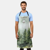 Familie Cabin Forest Trees Green Master Chef Naam Schort (Gedragen)