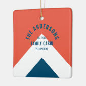 Familie Cabin Gepersonaliseerde Naam Rode Marine R Keramisch Ornament (Links)