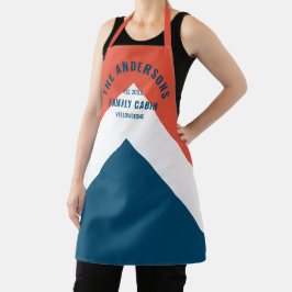 Familie Cabin Gepersonaliseerde Naam Rode Marine R Schort