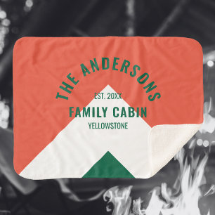 Familie Cabin Gepersonaliseerde Naam Rode Marine R Sherpa Deken