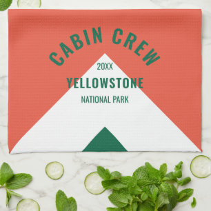 Familie Cabin Gepersonaliseerde Naam Rood Groen Re Theedoek