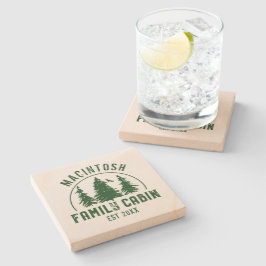 Familie Cabin Rustic Trees Familie Naam Groen Stenen Onderzetter