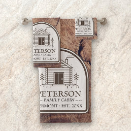 Familie Cabin Rustiek Hout Gepersonaliseerde Decor Bad Handdoek