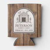 Familie Cabin Rustiek Hout Gepersonaliseerde Decor Blikjeskoeler (Voorkant)