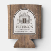 Familie Cabin Rustiek Hout Gepersonaliseerde Decor Blikjeskoeler (Achterkant)