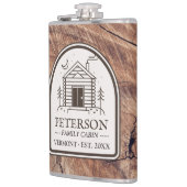 Familie Cabin Rustiek Hout Gepersonaliseerde Decor Heupfles (Links)