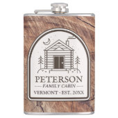 Familie Cabin Rustiek Hout Gepersonaliseerde Decor Heupfles (Voorkant)
