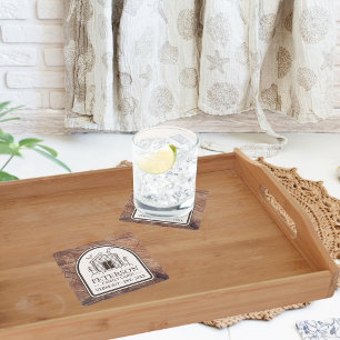 Familie Cabin Rustiek Hout Gepersonaliseerde Decor Kartonnen Onderzetters