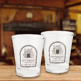 Familie Cabin Rustiek Hout Gepersonaliseerde Decor Shot Glas