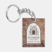 Familie Cabin Rustiek Hout Gepersonaliseerde Decor Sleutelhanger (Voorkant Links)