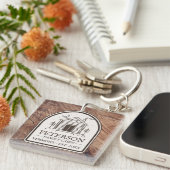 Familie Cabin Rustiek Hout Gepersonaliseerde Decor Sleutelhanger (Voorkant Rechts)