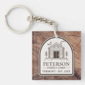 Familie Cabin Rustiek Hout Gepersonaliseerde Decor Sleutelhanger (Voorkant)