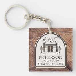 Familie Cabin Rustiek Hout Gepersonaliseerde Decor Sleutelhanger