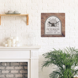Familie Cabin Rustiek Hout Gepersonaliseerde Decor Vierkante Klok