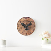 Familie Cabin Rustiek Hout Gepersonaliseerde Muur  Ronde Klok (Huis)