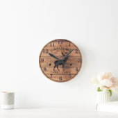 Familie Cabin Rustiek Hout Gepersonaliseerde Muur  Ronde Klok (Huis)