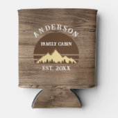Familie Cabin Rustieke Retro Bomen Familienaam Blikjeskoeler (Voorkant)