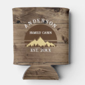 Familie Cabin Rustieke Retro Bomen Familienaam Blikjeskoeler (Achterkant)