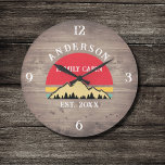 Familie Cabin Rustieke Retro Bomen Familienaam Grote Klok<br><div class="desc">Transformeer uw huis in een gezellig retraite met onze Family Cabin Rustic Retro Trees Familienaam Grote Klok. Dit charmante uurwerk brengt de rustieke schoonheid van de grote buitenlucht direct in uw leefruimte. Met een -geïnspireerd ontwerp met rustieke retro bomen, voegt het een vleugje nostalgie toe aan elke kamer. Personaliseer de...</div>