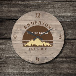 Familie Cabin Rustieke Retro Bomen Familienaam Grote Klok<br><div class="desc">Transformeer uw huis in een gezellig retraite met onze Family Cabin Rustic Retro Trees Familienaam Grote Klok. Dit charmante uurwerk brengt de rustieke schoonheid van de grote buitenlucht direct in uw leefruimte. Met een -geïnspireerd ontwerp met rustieke retro bomen, voegt het een vleugje nostalgie toe aan elke kamer. Personaliseer de...</div>