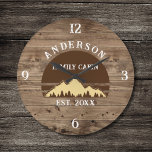 Familie Cabin Rustieke Retro Bomen Familienaam Grote Klok<br><div class="desc">Transformeer uw huis in een gezellig retraite met onze Family Cabin Rustic Retro Trees Familienaam Grote Klok. Dit charmante uurwerk brengt de rustieke schoonheid van de grote buitenlucht direct in uw leefruimte. Met een -geïnspireerd ontwerp met rustieke retro bomen, voegt het een vleugje nostalgie toe aan elke kamer. Personaliseer de...</div>