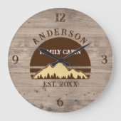 Familie Cabin Rustieke Retro Bomen Familienaam Grote Klok (Voorkant)
