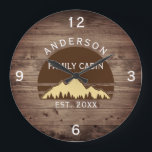Familie Cabin Rustieke Retro Bomen Familienaam Grote Klok<br><div class="desc">Transformeer uw huis in een gezellig retraite met onze Family Cabin Rustic Retro Trees Familienaam Grote Klok. Dit charmante uurwerk brengt de rustieke schoonheid van de grote buitenlucht direct in uw leefruimte. Met een -geïnspireerd ontwerp met rustieke retro bomen, voegt het een vleugje nostalgie toe aan elke kamer. Personaliseer de...</div>