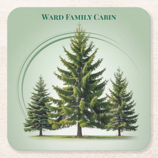 Familie Cabin Square Onderzetter Set (Voorkant)