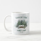 Familie Cabin Winter Pine Forest gepersonaliseerd Koffiemok (Links)