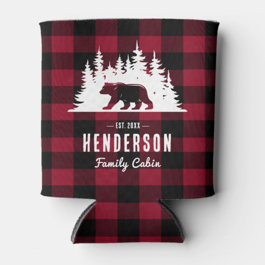 Familie Cabine Beer Pine Red Plaid Blikjeskoeler (Voorkant)