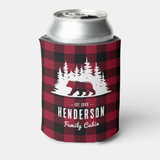 Familie Cabine Beer Pine Red Plaid Blikjeskoeler (Blikje Achterkant)